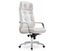 Кресло руководителя Бюрократ _DAO белый кожа крестовина алюминий