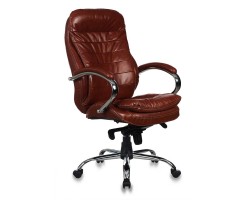Кресло руководителя Бюрократ T-9950AXSN сиденье коричневый кожа/кожзам крестовина хром