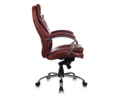 Кресло руководителя Бюрократ T-9950AXSN сиденье коричневый кожа/кожзам крестовина хром-foto3
