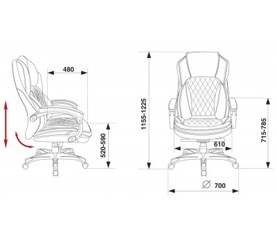 Кресло руководителя Бюрократ T-9915 черный рец.кожа/кожзам крестовина пластик пластик серебро