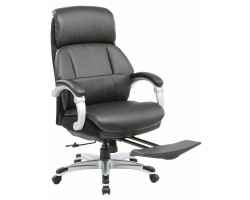 Кресло руководителя Бюрократ _Miro черный рец.кожа/кожзам крестовина пластик подст.для ног пластик серебро