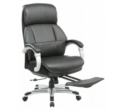 Кресло руководителя Бюрократ _Miro черный рец.кожа/кожзам крестовина пластик подст.для ног пластик серебро