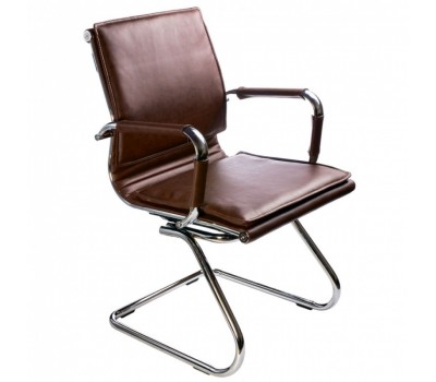 Кресло Бюрократ Ch-993-Low-V коричневый эко.кожа низк.спин. полозья металл хром