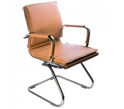 Кресло Бюрократ Ch-993-Low-V светло-коричневый эко.кожа низк.спин. полозья металл хром