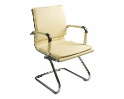 Кресло Бюрократ Ch-993-Low-V слоновая кость эко.кожа низк.спин. полозья металл хром