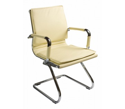 Кресло Бюрократ Ch-993-Low-V слоновая кость эко.кожа низк.спин. полозья металл хром