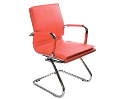 Кресло Бюрократ Ch-993-Low-V красный эко.кожа низк.спин. полозья металл хром