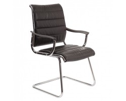 Кресло Бюрократ Ch-994AV черный искусственная кожа низк.спин. полозья металл хром