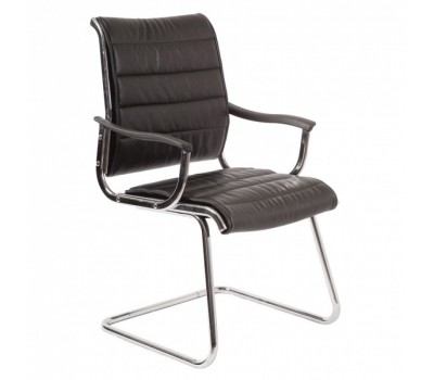 Кресло Бюрократ Ch-994AV черный искусственная кожа низк.спин. полозья металл хром