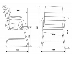 Кресло Бюрократ Ch-994AV черный искусственная кожа низк.спин. полозья металл хром-foto4