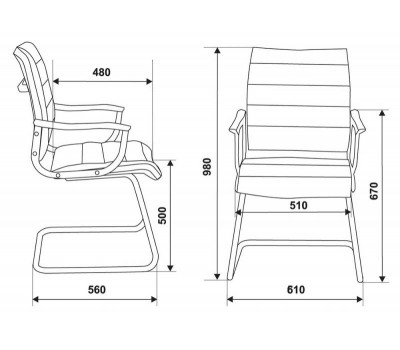 Кресло Бюрократ Ch-994AV черный искусственная кожа низк.спин. полозья металл хром