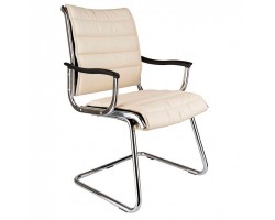 Кресло Бюрократ Ch-994AV слоновая кость искусственная кожа низк.спин. полозья металл хром
