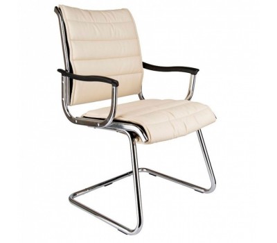 Кресло Бюрократ Ch-994AV слоновая кость искусственная кожа низк.спин. полозья металл хром