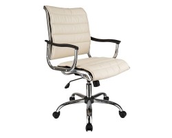 Кресло руководителя Бюрократ Ch-994AXSN слоновая кость эко.кожа низк.спин. крестовина металл хром