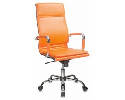 Кресло руководителя Бюрократ CH-993 оранжевый эко.кожа крестовина металл хром