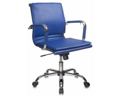 Кресло руководителя Бюрократ CH-993-Low синий эко.кожа низк.спин. крестовина металл хром