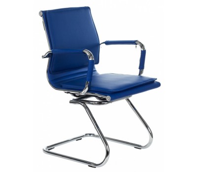 Кресло Бюрократ CH-993-Low-V синий эко.кожа низк.спин. полозья металл хром