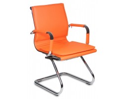 Кресло Бюрократ CH-993-Low-V оранжевый эко.кожа низк.спин. полозья металл хром