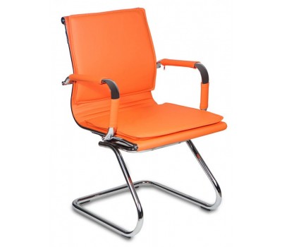 Кресло Бюрократ CH-993-Low-V оранжевый эко.кожа низк.спин. полозья металл хром