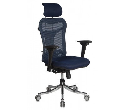 Кресло руководителя Бюрократ CH-999ASX синий сиденье темно-синий TW-10N сетка/ткань с подголов. крестовина металл хром
