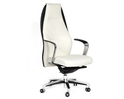 Кресло кожаное CHAIRMAN Basic белое/черное