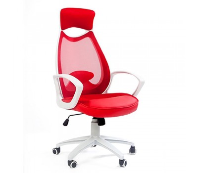 Кресло для руководителя CHAIRMAN CH 840 white красное