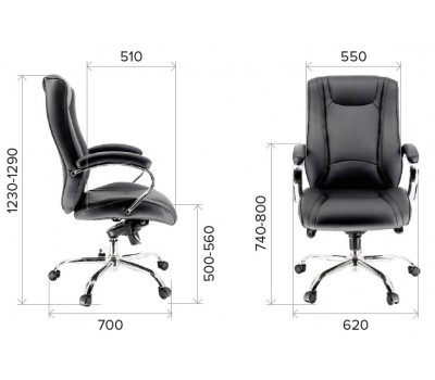 Кресло руководителя Everprof Argo M (King M)  Кожа Черный