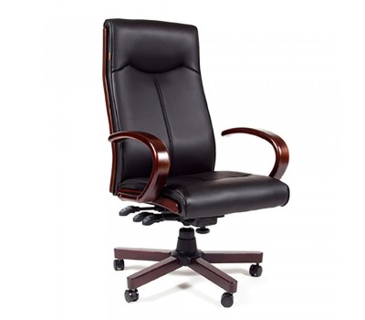 Кресло кожаное для руководителя  CHAIRMAN 411 черное