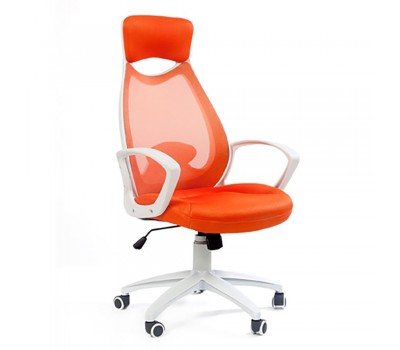 Кресло для руководителя CHAIRMAN CH 840 white оранжевое
