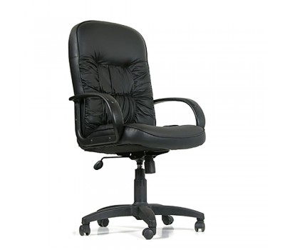 Кресло руководительское черное CHAIRMAN CH 416 кожа глянцевая