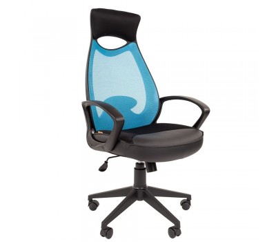 Кресло руководителяCHAIRMAN CH 840 black голубое