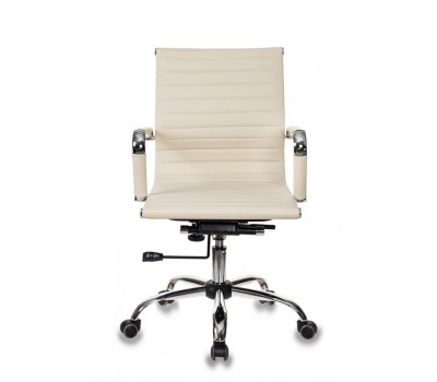 Кресло руководителя Бюрократ CH-883-LOW слоновая кость эко.кожа низк.спин. крестовина металл хром