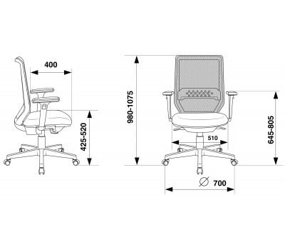 Кресло Бюрократ MC-W611N темно-серый TW-04 38-417 сетка/ткань крестовина пластик пластик белый