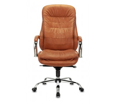 Кресло руководителя Бюрократ T-9950 рыжий Leather Ontano кожа крестовина металл хром