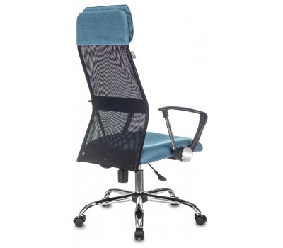 Кресло руководителя Бюрократ KB-6N черный TW-01 сиденье синий 38-415 сетка/ткань с подголов. крестовина металл хром