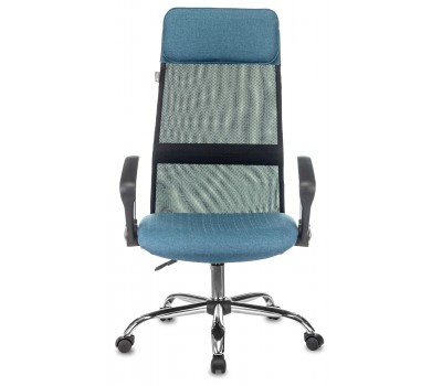 Кресло руководителя Бюрократ KB-6N черный TW-01 сиденье синий 38-415 сетка/ткань с подголов. крестовина металл хром