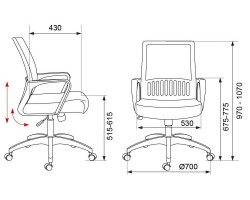 Кресло Бюрократ MC-201 черный TW-01 TW-11 сетка/ткань крестовина пластик-foto6
