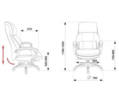 Кресло руководителя Бюрократ _Miro черный рец.кожа/кожзам крестовина пластик подст.для ног пластик серебро