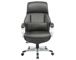 Кресло руководителя Бюрократ _Miro черный рец.кожа/кожзам крестовина пластик подст.для ног пластик серебро-foto2