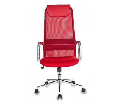 Кресло руководителя Бюрократ KB-9N красный TW-35N TW-97N сетка/ткань с подголов. крестовина металл хром