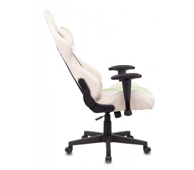 Кресло игровое Zombie VIKING X Fabric белый/зеленый с подголов. крестовина пластик