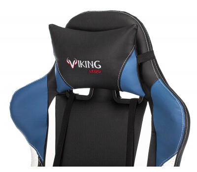 Кресло игровое Zombie VIKING TANK черный/синий/белый эко.кожа с подголов. крестовина металл