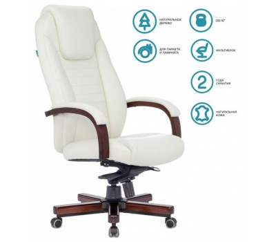 Кресло руководителя Бюрократ T-9923WALNUT слоновая кость кожа крестовина металл/дерево