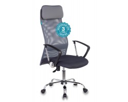 Кресло руководителя Бюрократ KB-6N темно-серый TW-04 TW-12 сетка/ткань с подголов. крестовина металл хром-foto5