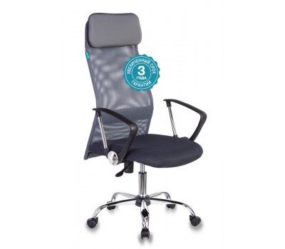 Кресло руководителя Бюрократ KB-6N темно-серый TW-04 TW-12 сетка/ткань с подголов. крестовина металл хром