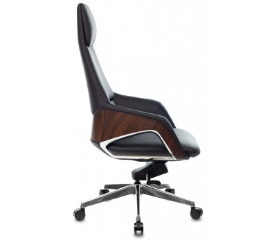 Кресло руководителя Бюрократ _DAO-2 черный кожа с подголов. крестовина алюминий