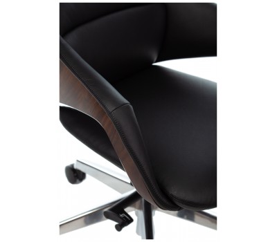 Кресло руководителя Бюрократ _DAO-2 черный кожа с подголов. крестовина алюминий