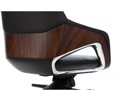 Кресло руководителя Бюрократ _DAO-2 черный кожа с подголов. крестовина алюминий