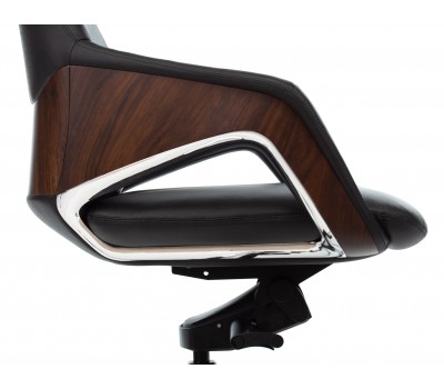 Кресло руководителя Бюрократ _DAO-2 черный кожа с подголов. крестовина алюминий