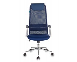 Кресло руководителя Бюрократ KB-9N синий TW-05N TW-10N сетка/ткань с подголов. крестовина металл хром-foto2